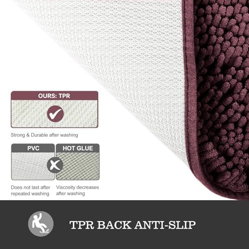 Yeaban Toilet Rugs U-Shape 20"x24", Burgundy