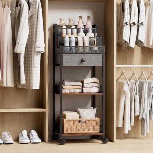 Plaviya Makeup Organizer Cart with Drawer for Vanity and Bathroom 13in