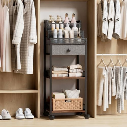 Plaviya Makeup Organizer Cart with Drawer for Vanity and Bathroom 13in