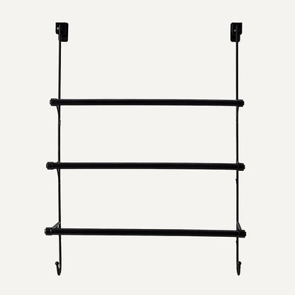 Amazon Basics Over-the-Door Towel Rack with Hooks, 19.3W x 6.6D x 24.8H inch, Black