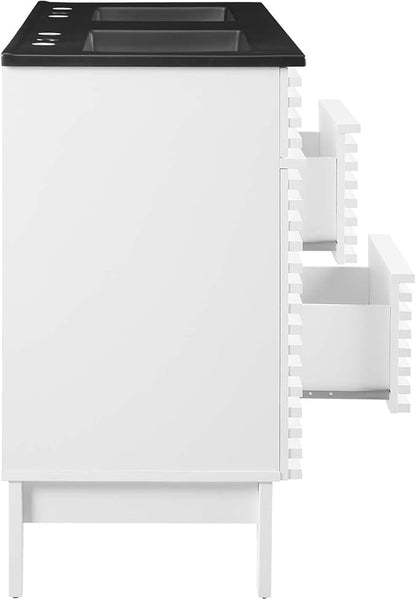 Modway Render 48" Double Bathroom Vanity in White Black