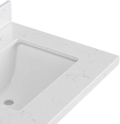 ARIEL Cambridge 66 Inch Double Rectangle Sink Bathroom Vanity with Carrara White Quartz Countertop 1.5 Inch in Vintage Green