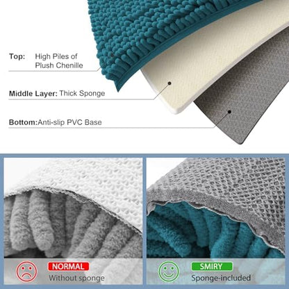 Smiry Bathroom Rugs 30X20, Luxury Chenille Extra Soft Absorbent Bath Mat