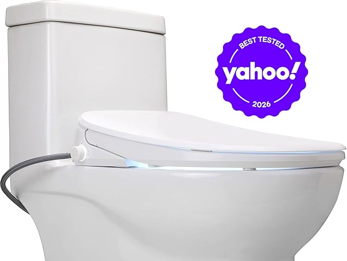 ALPHA BIDET UXA Pearl Auto Bidet Toilet Seat in Elongated White | Endless Warm Water | Automatic Lid and Seat | Arced Stainless Steel Nozzle | LED Nightlight | Dryer | Deodorizer | 3 Year Warranty