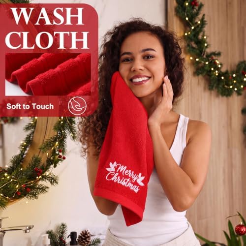 Hahafelt Decorative Bathroom Towel Set,Red, Christmas