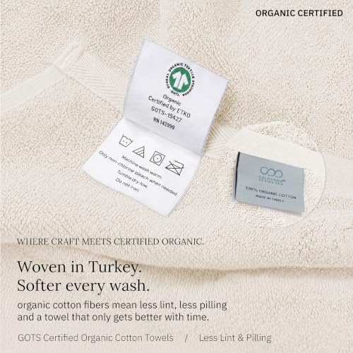 California Design Den Organic Cotton Towel Sets for Bathroom, Ivory-Tofu