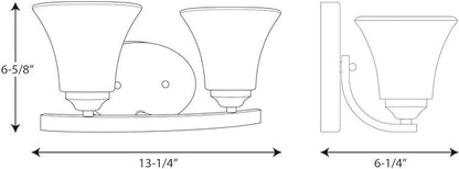 Progress Lighting P2009-20W Adorn Etched Glass Traditional Bath Vanity Light, 13.25 in x 6.25 in x 6.625 in, 2-Light, Antique Bronze