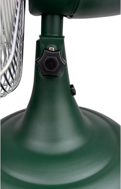 Good Housekeeping 92617 All-Metal 12" Retro Desk Office Table Fan with Wide Oscillation, 3-Speed Settings & Carrying Handle, Alpine Green