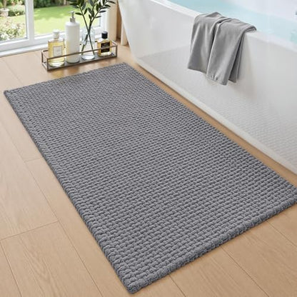 DEXI Chenille Bath Mat 43x24, Soft Absorbent Bathroom Rugs, Grey