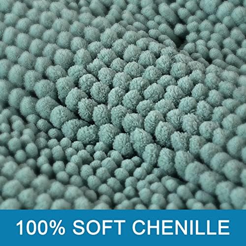 H.VERSAILTEX Bathroom Rugs Bath Rug Set 2 Piece Bathroom Contour Rug Toilet Mat Sets Non Slip Contour Bath Rug Ultra Thick Water Absorbent Striped Bath Mats(20" x 32" Plus 20" x 20" U, Eggshell Blue)