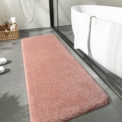 LOCHAS Bathroom Rug Runner 24x60 Inch, Bath Rugs Non Slip, Pink