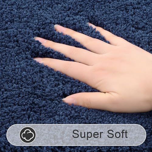 SHACOS Soft Navy Blue Black Bathroom Rugs Sets 2 Pieces 32x20 inch
