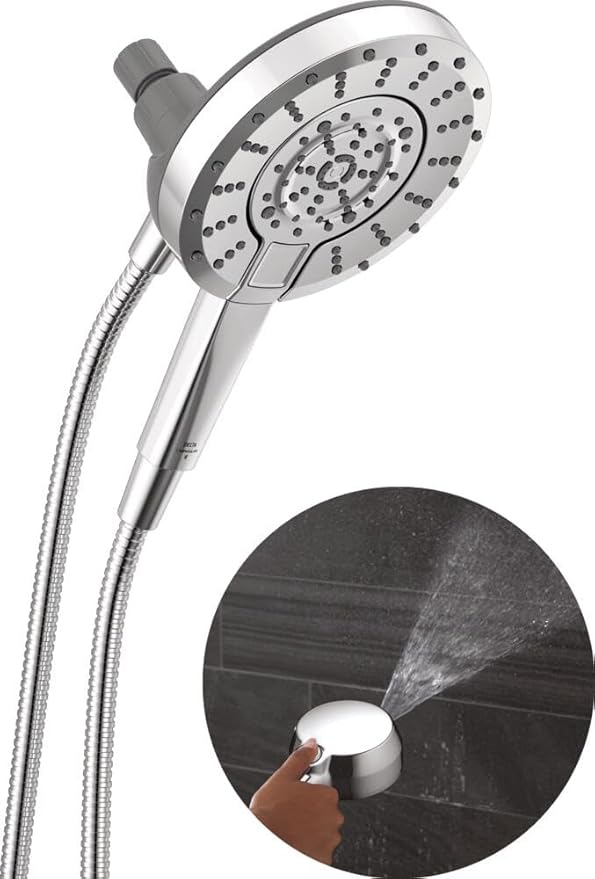 Delta 5-Setting In2ition 2-in-1 Dual Shower Head with Handheld High Pressure ProClean Spray, Chrome Detachable Shower Head with Hose, 1.75 GPM Flow Rate, Chrome 75548