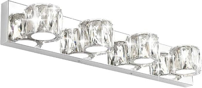 Aipsun 4 Lights Crystal Vanity Lights Over Mirror Modern Vanity Lights for Bathroom LED Light Fixtures,White Light