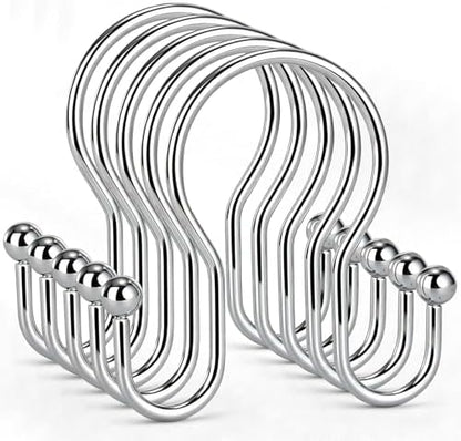 Goowin Shower Curtain Hooks, 12 Pcs Shower Curtain Rings, Stainless Steel Shower Curtain Hangers, Metal Shower Curtain Hooks Rings Rust Proof, Minimalist Shower Hooks for Shower Curtain, Chrome