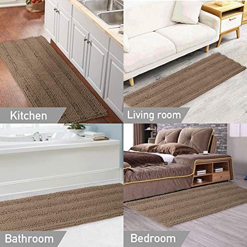 Turquoize Bathroom Runner Rug 20"x59", Soft Absorbent Chenille Bath Rug