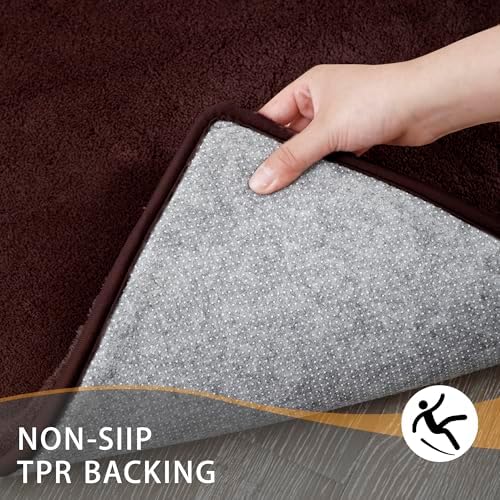 MINIDEAR Bathroom Rugs 44x24 Dark Brown - Thick Memory Foam Bath Mat, Ultra Soft & Plush Fluffy, Non-Slip, Quick Dry, Absorbent Washable Floor Microfiber Mat for Tub, Home Decor Accessories