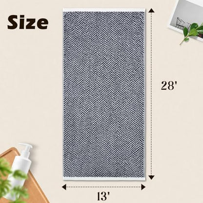 Cleanbear Hand Towels for Bathroom 4 Pack - Herringbone Stripes, 13” x 28”