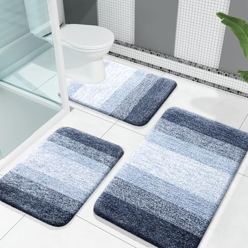OLANLY Microfiber Bathroom Rugs Sets 3 Piece, 30"x20"+24"x16"+24"x20"