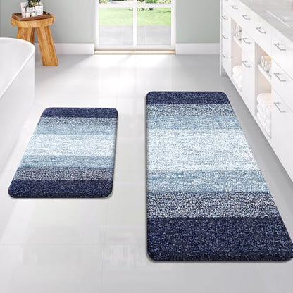 OLANLY Micorfiber Bathroom Rug Set 2 Piece, 47"x20"+24"x16"
