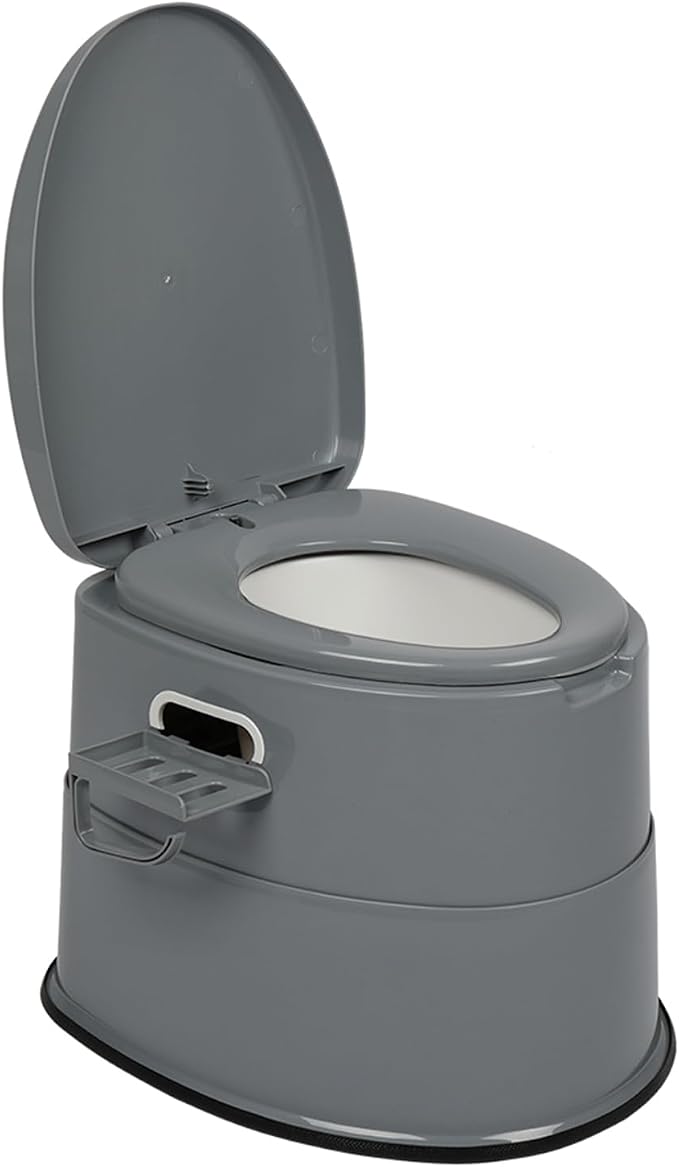 Portable Toilet with 1.3 Gal Detachable Inner Bucket and Removable Toilet Paper Holder, Indoor Outdoor Lightweight Porta Potty for Adults Kids Camping Boat RV Hiking Travel Toilet, Grey