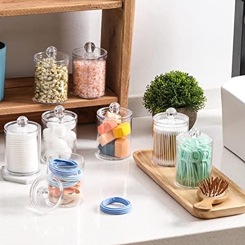8 Pack Acrylic Qtip Holder Dispenser for Cotton Swabs, Balls, Floss Picks