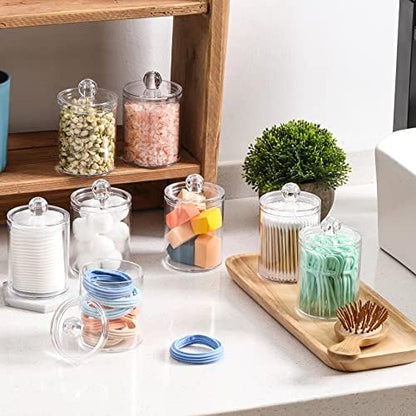 8 Pack Acrylic Qtip Holder Dispenser for Cotton Swabs, Balls, Floss Picks