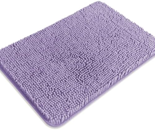 Lavender Bathroom Rugs – Absorbent and Washable Bath Mat, Non-Slip, Thick Soft Chenille Bath Rugs for Bathroom Floor, Shower, Sink - 17" x 24"