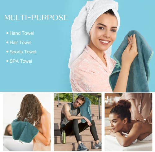 KinHwa Hand Towels for Bathroom, Microfiber Face Towels, 11x20 Inch, 2 Pack