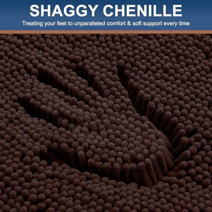 Smiry Bathroom Rugs 34X21, Luxury Chenille Extra Soft Absorbent Bath Mat