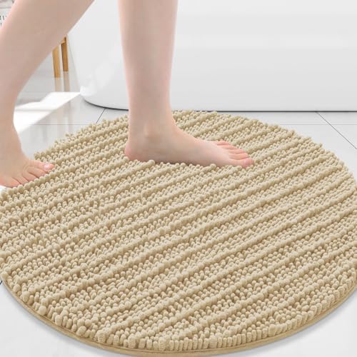 Arotive Round Bathroom Rugs 24x24, Soft Absorbent Chenille Shaggy Bath Mat