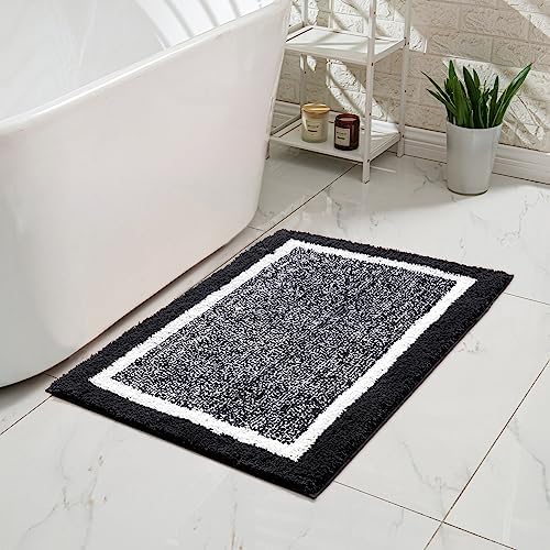 CozeCube Jet Black Bath Runner 59"x24" Non Slip Washable Rug