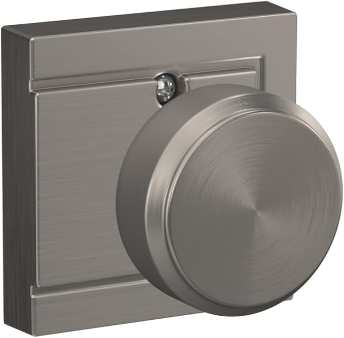 SCHLAGE Knob with Upland Trim Non-Turning Lock, Satin Nickel (F170 BWE 619 ULD)