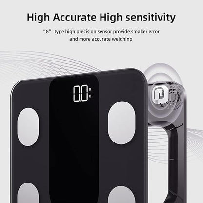 RunStar Scale for Body Weight and Fat Percentage 400lbs, 4 Electrodes Smart Bathroom Scale with APP, 11 iches