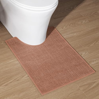 chakme Bathroom Rugs Mat U-Shaped 24x17, Ultra ThinNon Slip Bath Mat Small Quick Dry Absorbent Bath Matfor Bathroom Floor, (Dark Pink, U-24"x17")