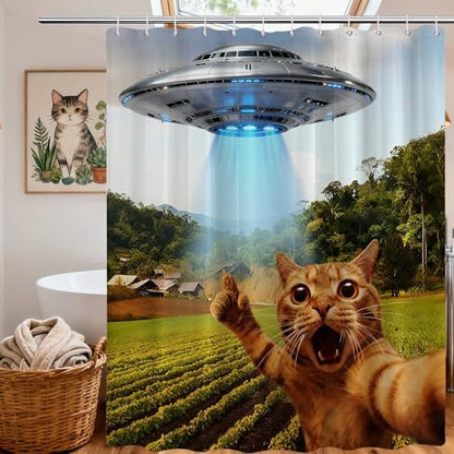 Extra Tall Shower Curtain XL Fun Cat Novelty, 70 x 84 Inchs