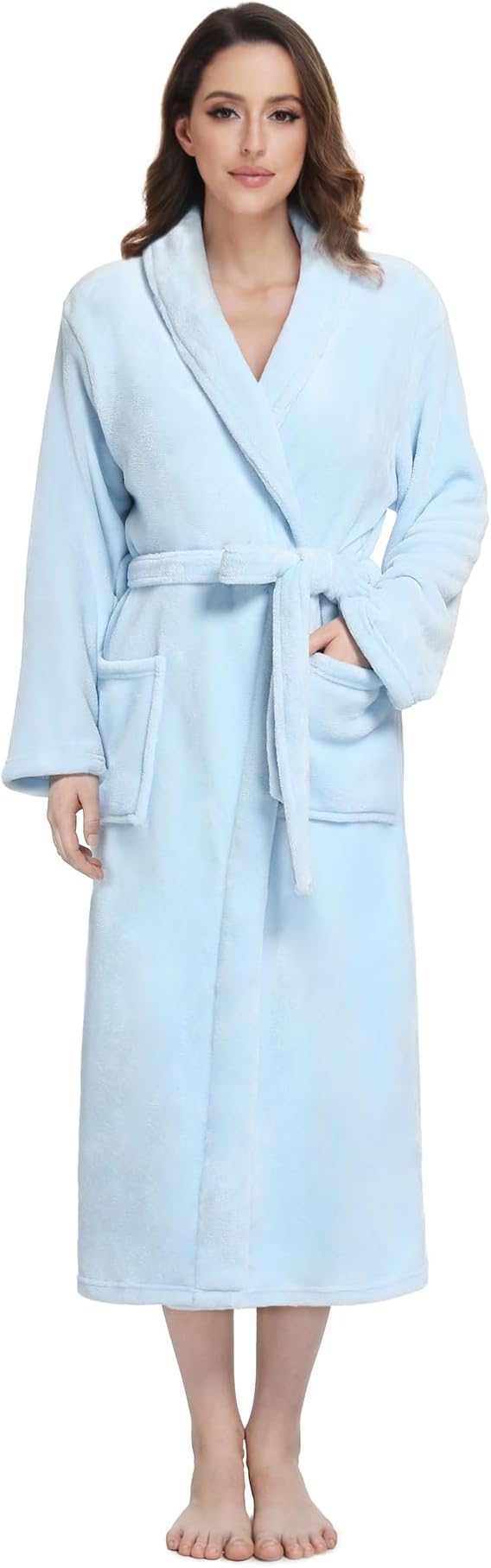 Fluffy Soft Robes for Women, Warm Fleece Womens Robe, Cozy Bathrobe | Plush Bathrobe for Women, Long Fuzzy Lightweight Bath Robe with Pockets for Shower Spa Hotel House Pool