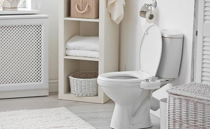 Left Hand Bidet Attachment for Toilet - Control Panel on Left Side - Self-Cleaning Dual Nozzle for Front and Rear Wash,Non-Electric Adjustable Water Pressure, Water Bidet Toilet Seat Attachment
