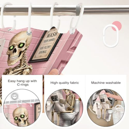 Funny Skeleton Shower Curtain Skull Halloween Bathroom Decor Shower Curtain