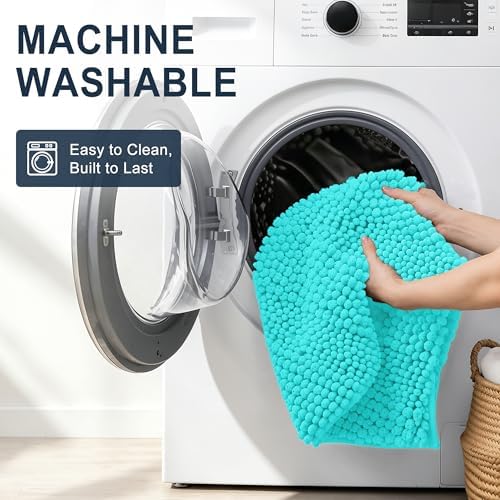 Smiry Thick Chenille Bathroom Runner Rugs 59x20, Absorbent Bath Mat, Teal