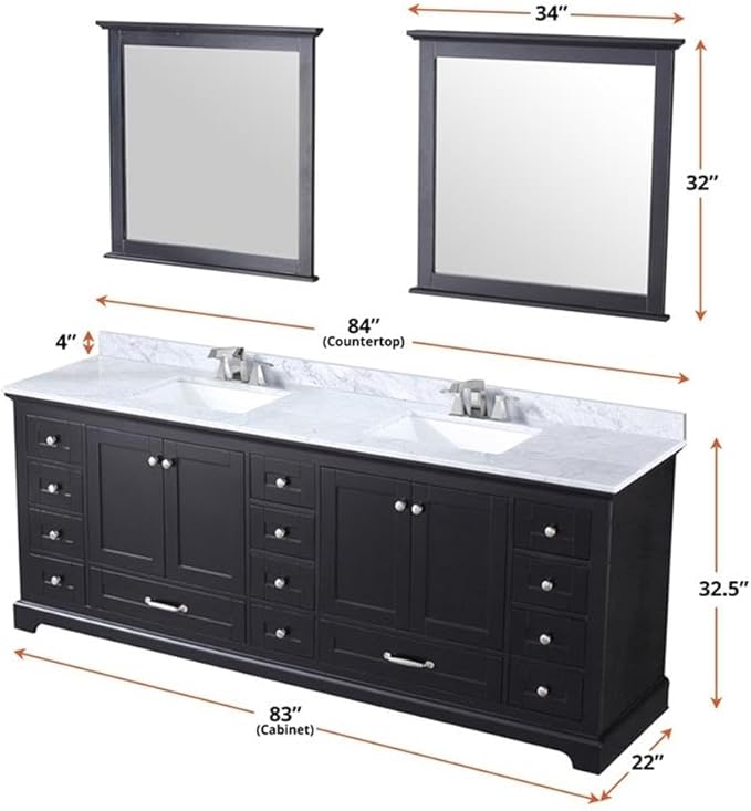 Dukes 84 in. W x 22 in. D Espresso Double Bath Vanity