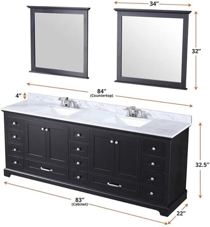 Dukes 84 in. W x 22 in. D Espresso Double Bath Vanity