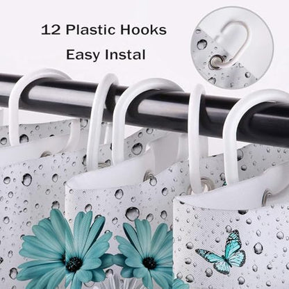 Teal Daisy Shower Curtain for Bathroom Decor, 72W X 72L inches