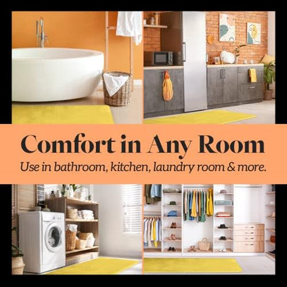 Memory Foam Bath Mat Non Slip Absorbent Super Cozy Velvet Bathroom Rug Carpet (22 inches X 42 inches, Mustard)
