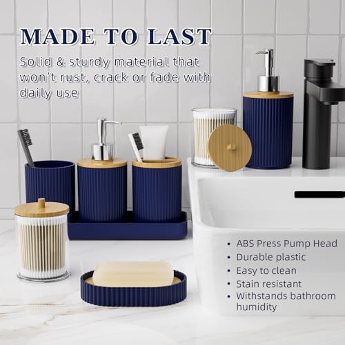 Bathroom Accessories Set 25 PCS, Navy Blue Shower Curtains Set