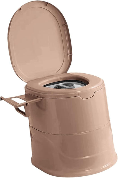 Portable Toilet for Camping, Indoor Outdoor Commode with 2 Detachable Inner Bucket, Removable Paper Holder, Toilet Brush, Travel Toilets for Camping, Hiking, Boat, Van, Emergency Use (Khaki)