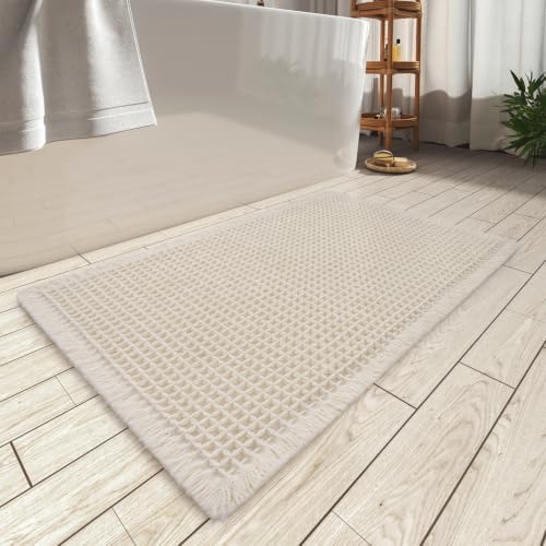 Upgraded Waffle Bath Mat Ultra Absorbent Non Slip Bathroom Mat, 24" x 36"