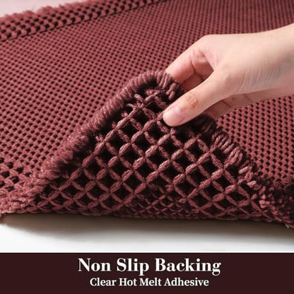 RESARE Waffle Bath Mat for Bathroom Non Slip Bathroom Rugs 18"x30" Dark Red
