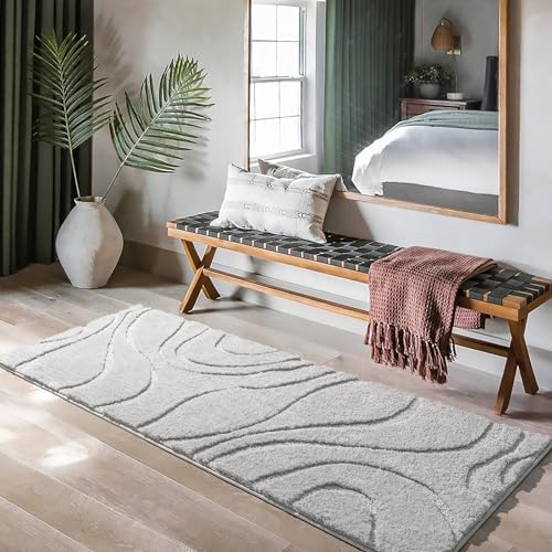 DEXDE Bathroom Rugs Runner 24x60 Long Non-Slip Bath Mats Floor Shower Gray