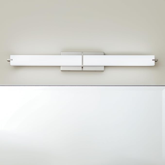 Kichler LED Linear Bath Light, Brushed Nickel | Integrated LED vanity light with white acrylic diffuser (37.5" x 4.75" x 4.5"), 11147NILED